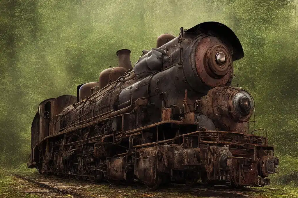 Der alte Zug - Canvas editieren und Bilder erweitern. Default A photorealistic illustration of one old rusty steam train st 0