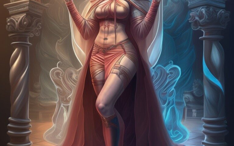 Leonardo Creative symmetry full body portrait of a beautiful germanic vestal s