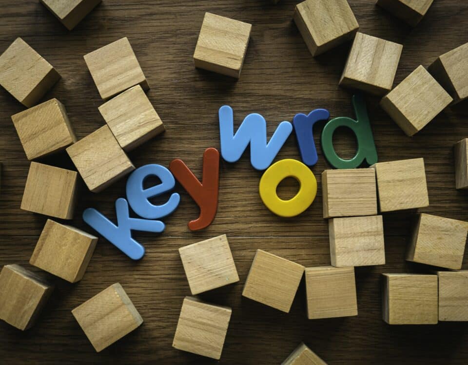 Colorful alphabet of word keyword.