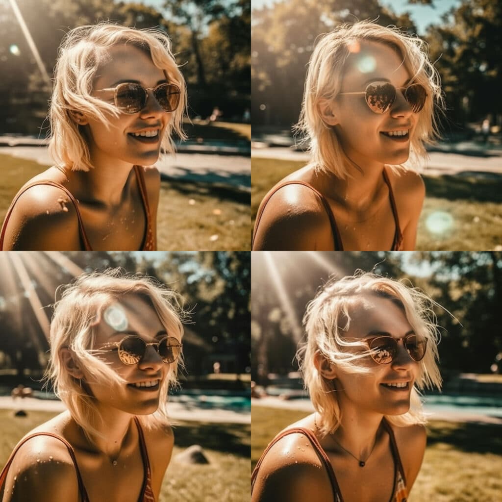 /imagine Eine blonde Frau beim Sonnenbad im Park auf der Wiese