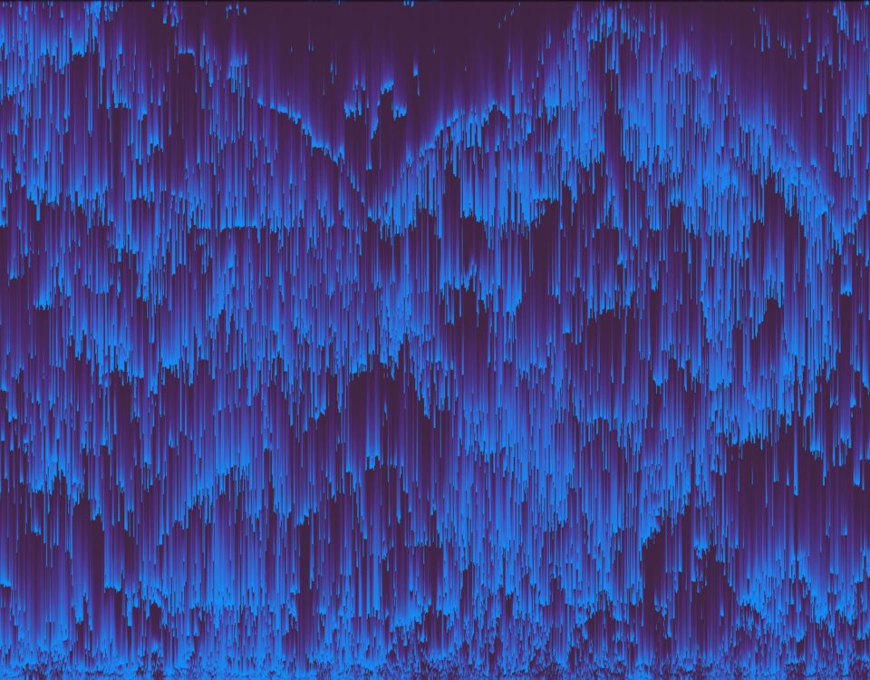 Deep blue fringe abstract art