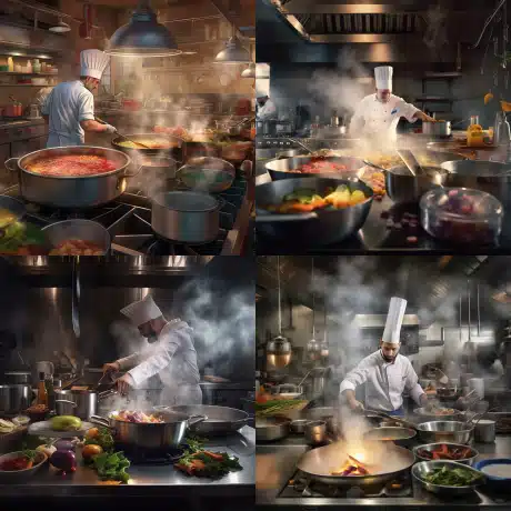 frkozn A photorealistic image of a chef preparing a dish in a b cb6f51a4 b5be 44ce a687 a22b7fb68bb9