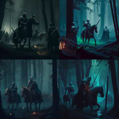 frkozn dark mode battle scene medieval warriors in forest ee870995 b481 4e0d ac9e b1f9b597bc9f