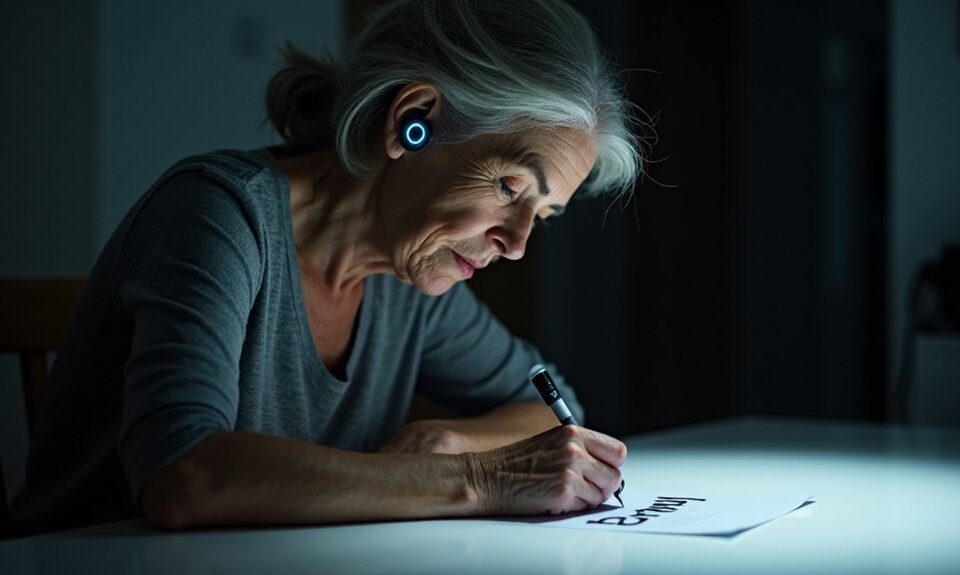 Frau schreibt Namen nach Jahrzehnten