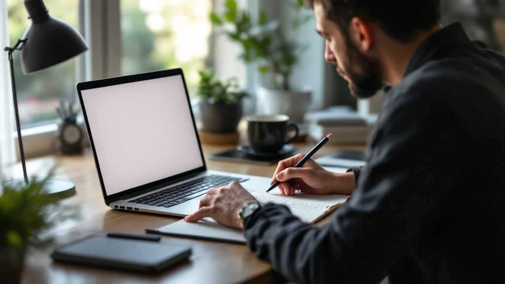 Person nutzt Claude am Laptop